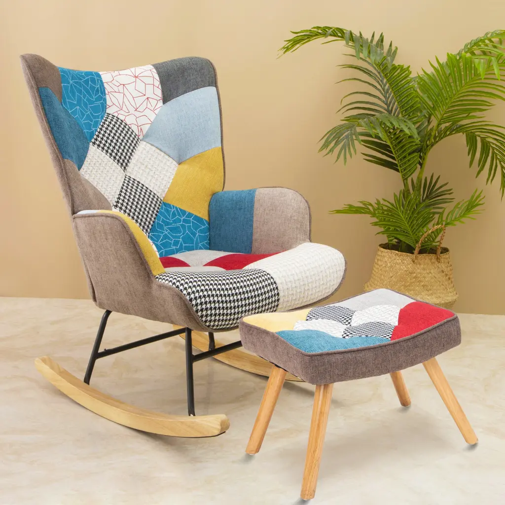 Mid Century Rocking Chair Ottoman Wood Rocker Chair Living Room merrysmarthome