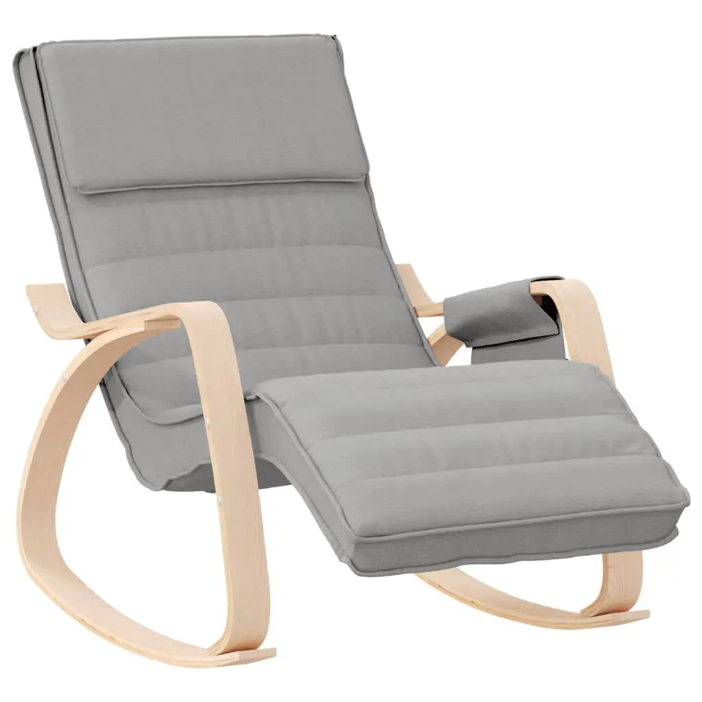 Rocking Chair Light Gray Fabric Comfortable Indoor Living Room Furniture