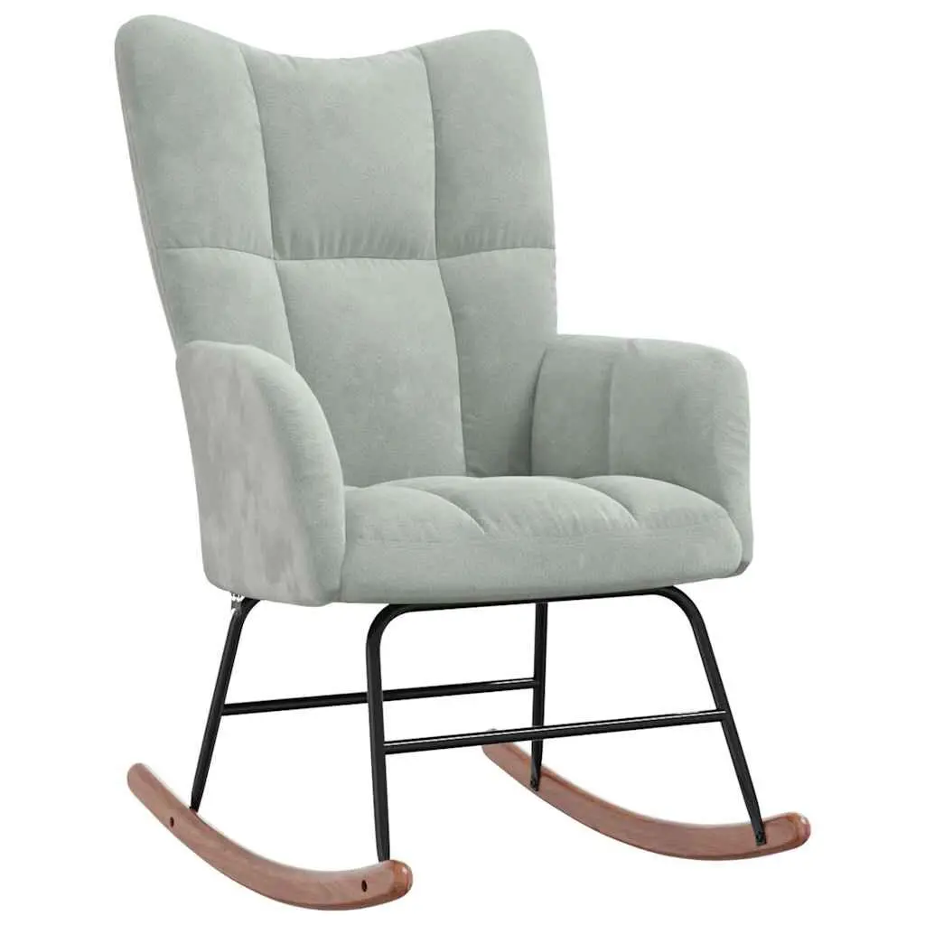 Rocking Chair Light Gray Velvet Living Room Comfort Seating