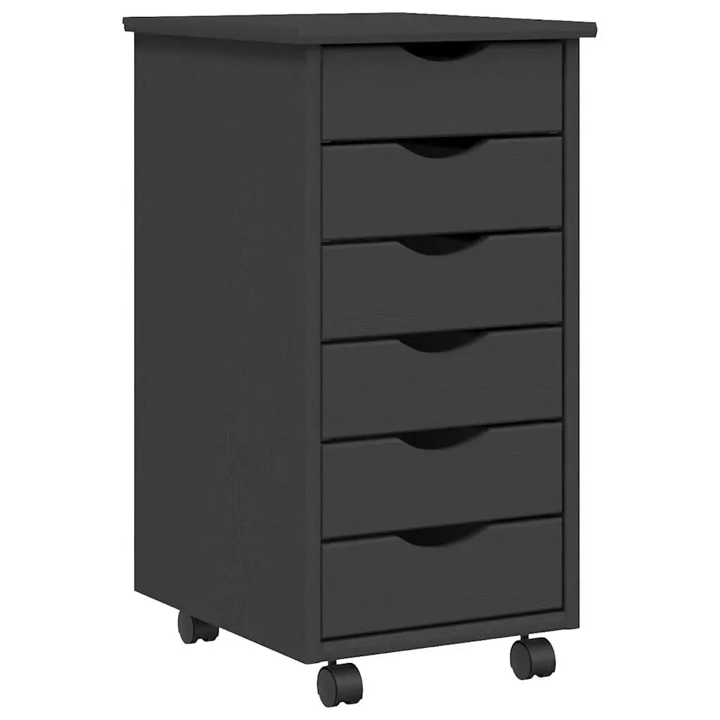 MOSS Gray Rolling Cabinet Drawers Solid Wood Pine Office or Home