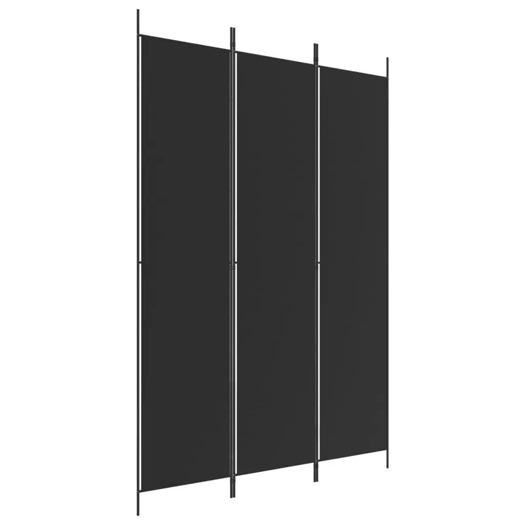 3-Panel Room Divider Black 59.1x86.6 Inches Fabric Privacy Screen