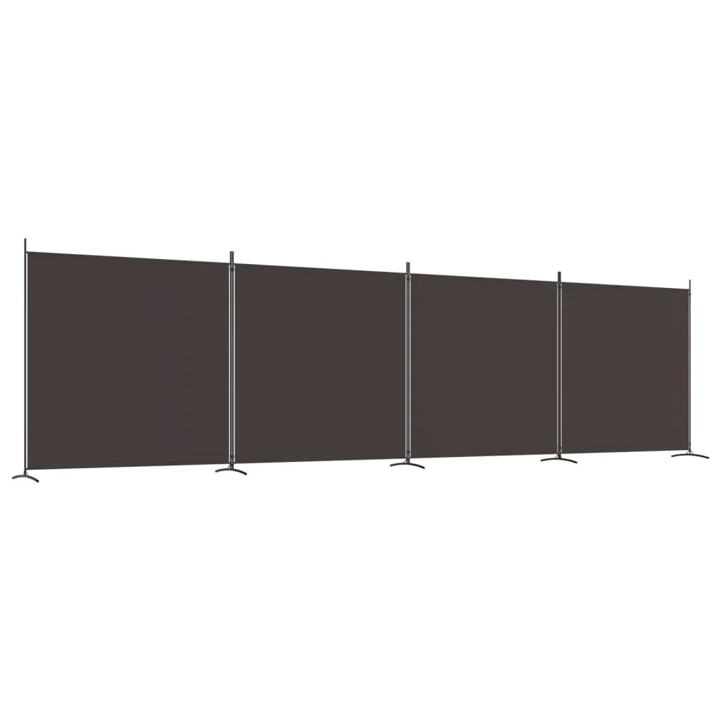 4 Panel Room Divider Brown 274.8x70.9 Inches Fabric Privacy Screen