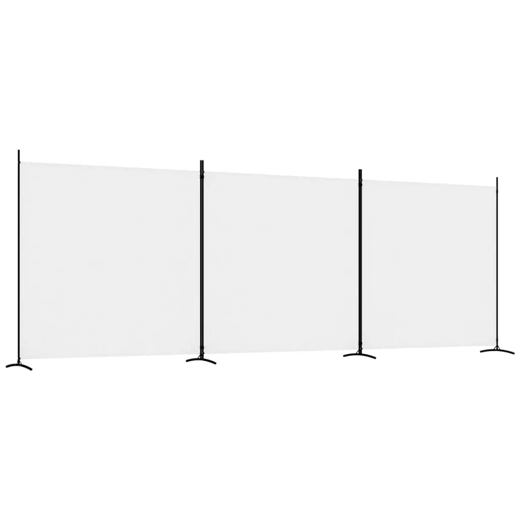3-Panel Room Divider White 206.7x70.9 Inches Fabric Folding Privacy Screen