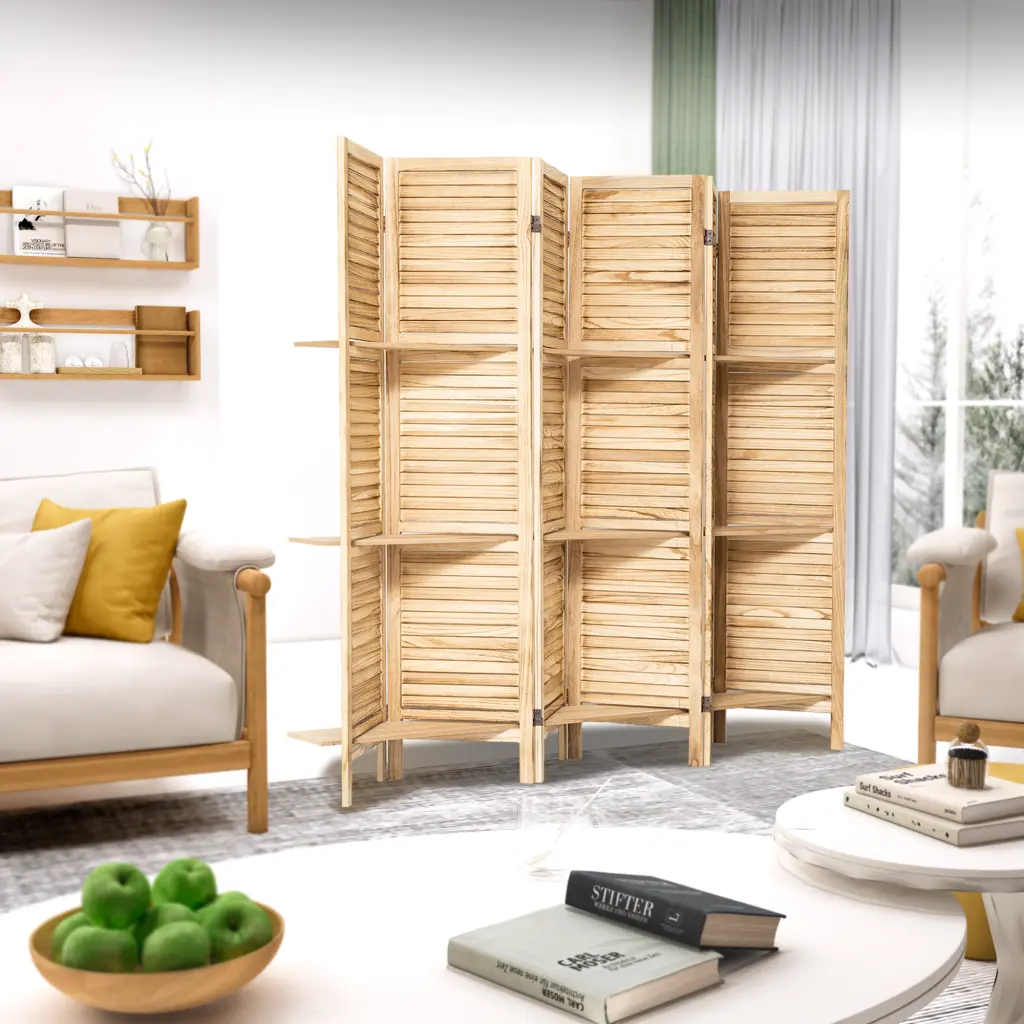 Timber Folding Room Divider Screen 6 Panel w2701