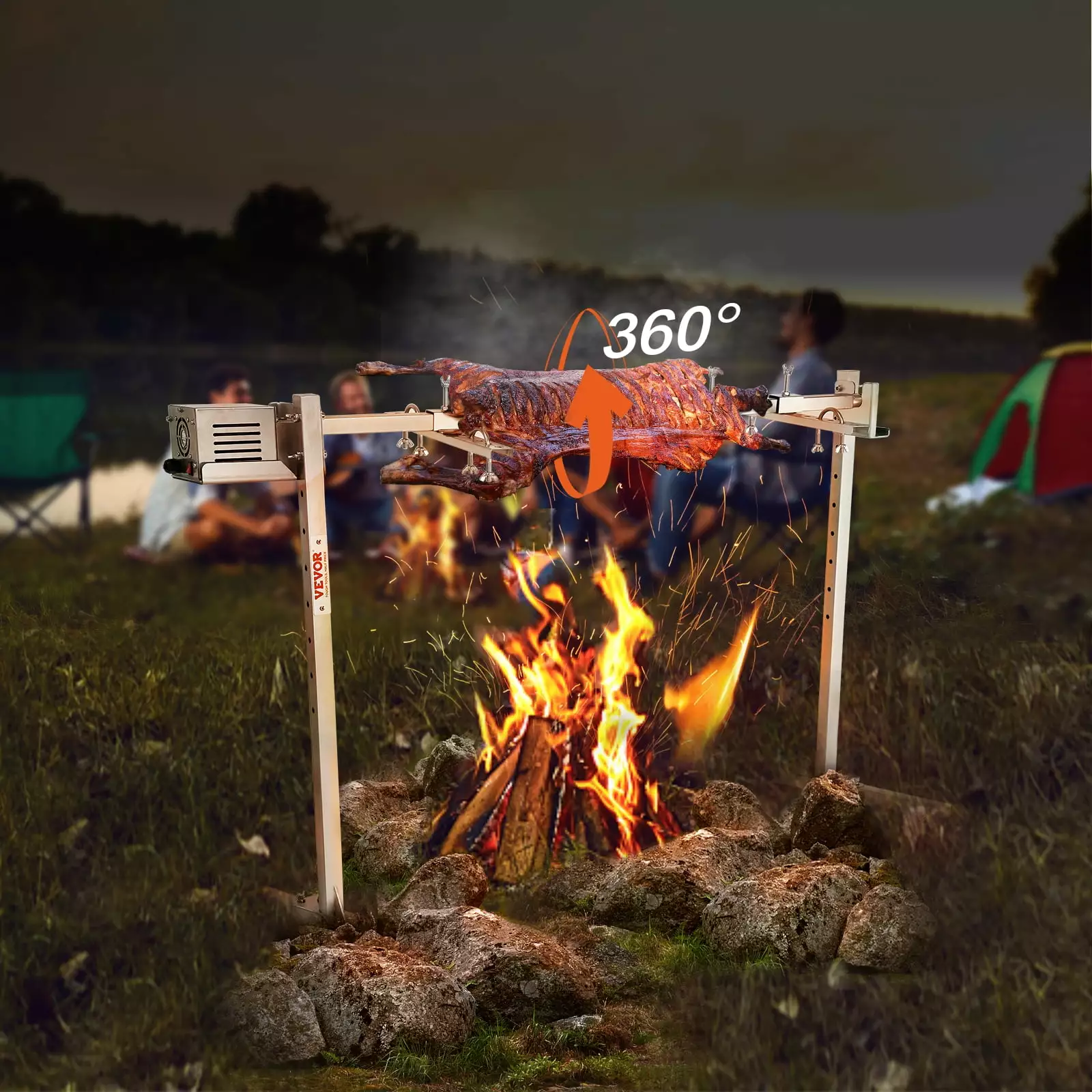 BENTISM 46 Electric BBQ Rotisserie Grill Kit Stainless Steel Grill 90lb Pig Lamb 132