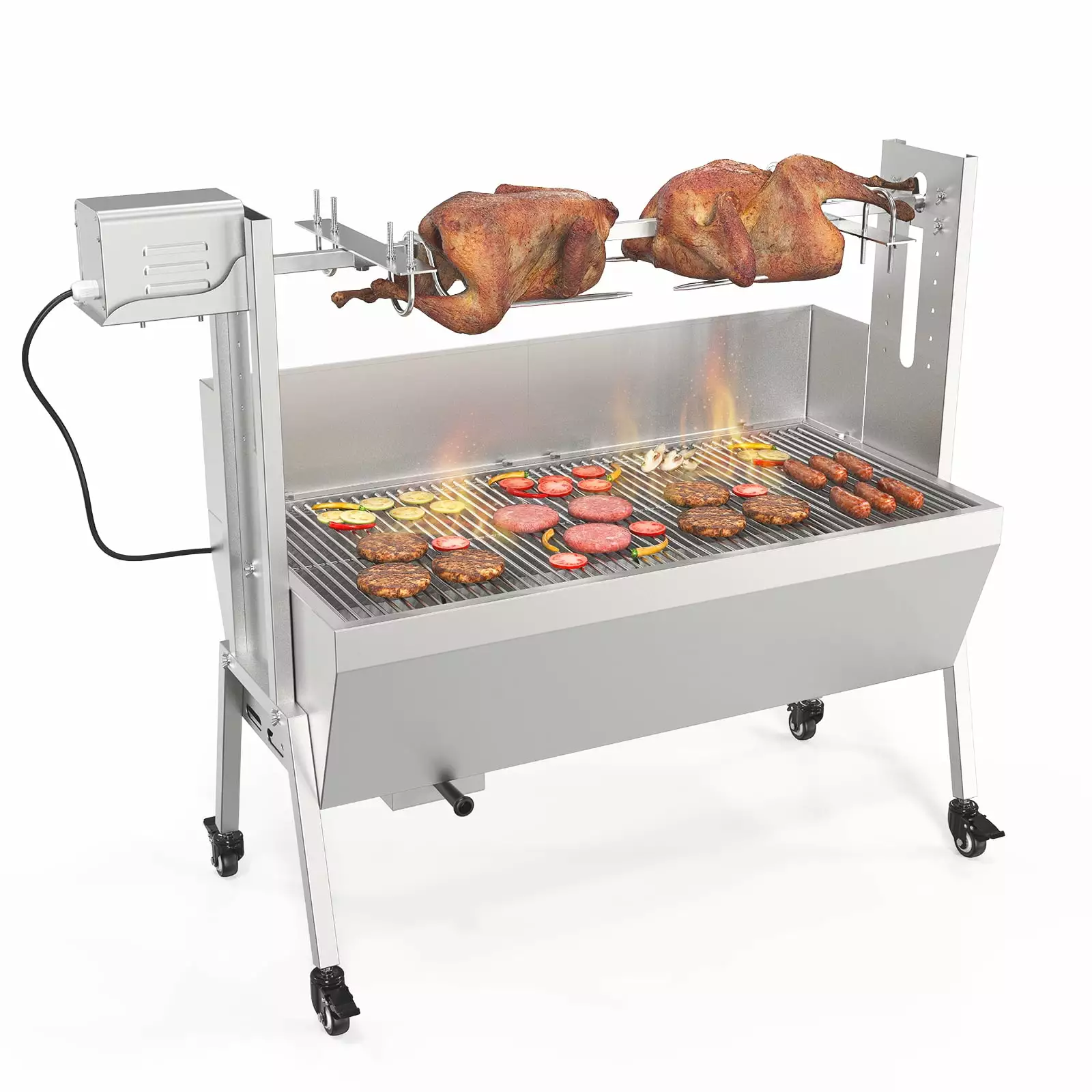 ROVSUN 35 Electric Rotisserie Grill 176 Lbs Capacity Pig Lamb Spit Roaster Outdoor Party 35
