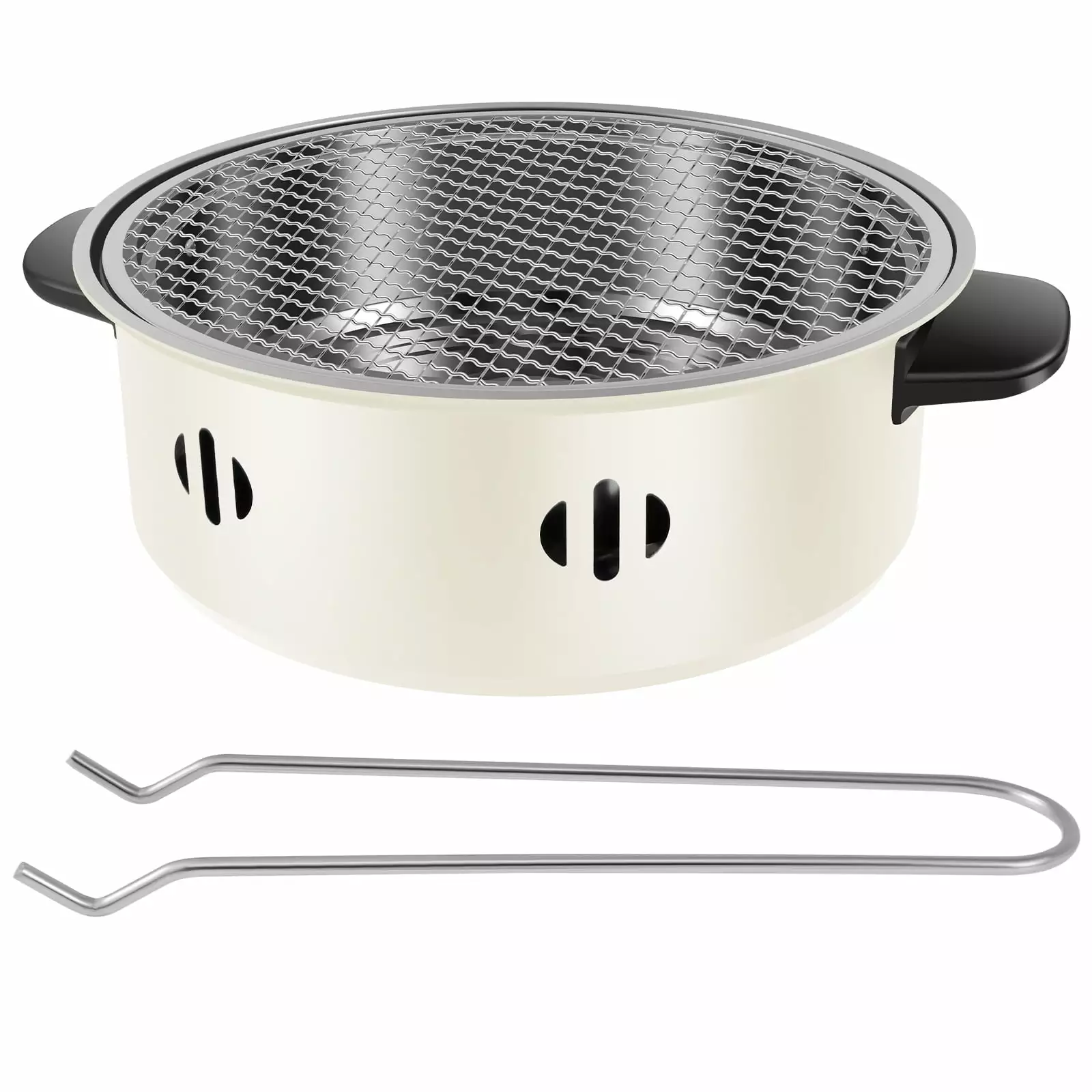 Lzvxtym Stainless Steel Round Charcoal BBQ Grill Nonslip Base Detachable Outdoor Stove