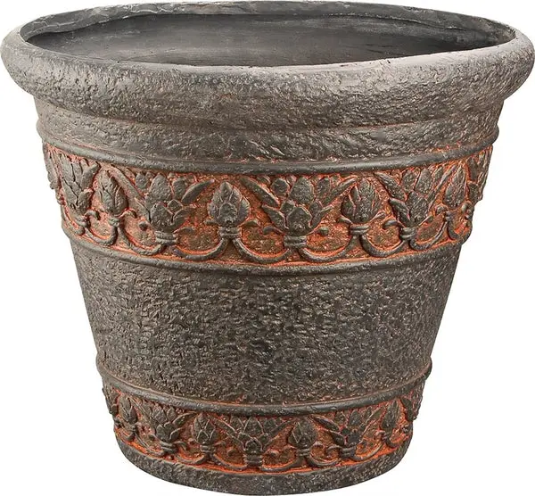 Landscapers Select PT-004 Round Planter 13 Inch Aged Bronze Outdoor Decor