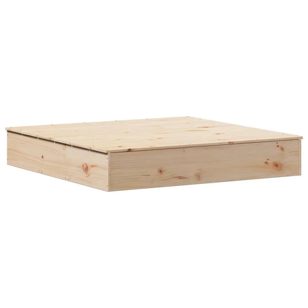 Sandpit Cover 43.7x43.7x7.7 Inches Solid Wood Pine Kids Play