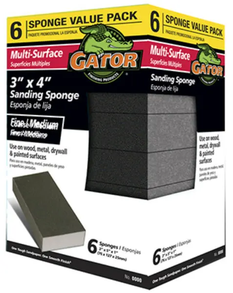 Gator 4200 Multi-Surface Sanding Sponge Coarse Medium 3x4 Inch 6-Pack