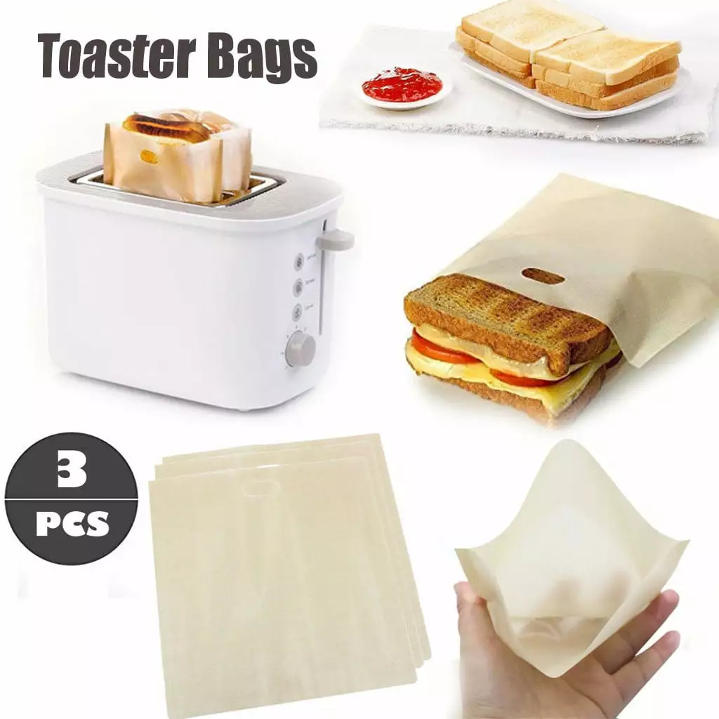Pengzhipp 3Pcs Cheese Sandwich Toaster - Reusable Heat Bagsed Kitchenware - Beige One