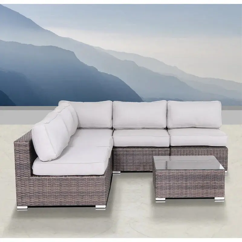 Fully Assembled Wicker 4 Person Seating Set Cushions Brown Gray lsi patio furniture