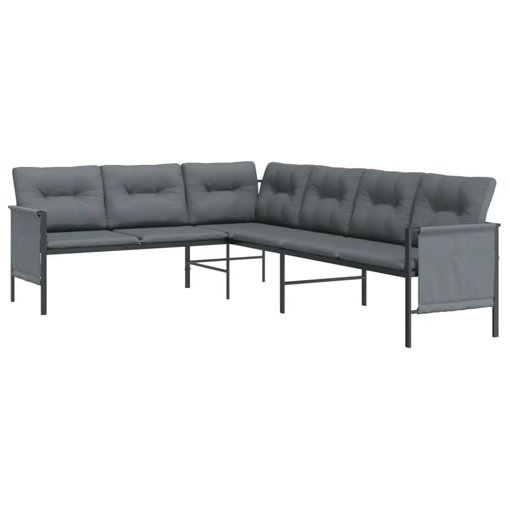 Patio Corner Sofa Anthracite Steel and Textilene Outdoor Lounge Furniture