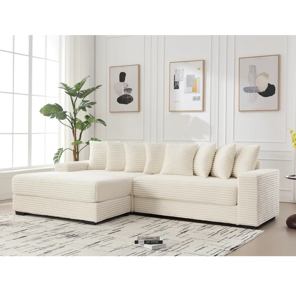 Arrived Oversized L Shaped Corduroy Sofa Two Piece Couches Left Chaise wf-furniture