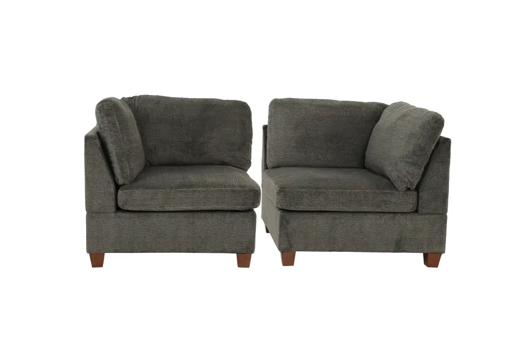 Modular Set 2Pc Gray Chenille Firm Cushion Back Armless Sofa poundex