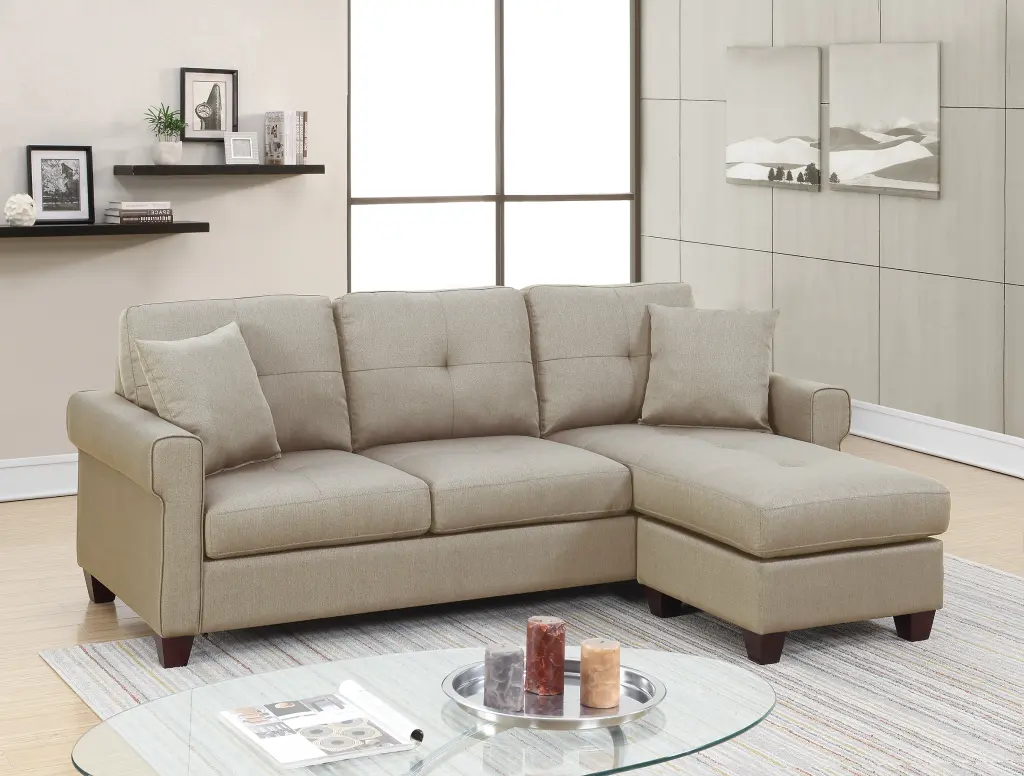 2 Pcs Beige Sectional Sofa Upholstered Seating poundex