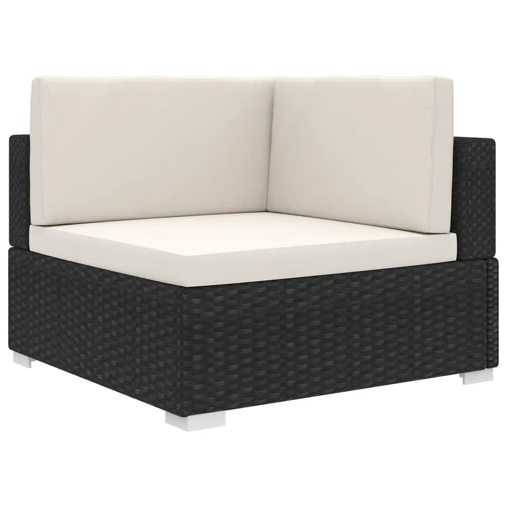 Sectional Corner Chair Cushions Poly Rattan Black Outdoor Lounge Furniture