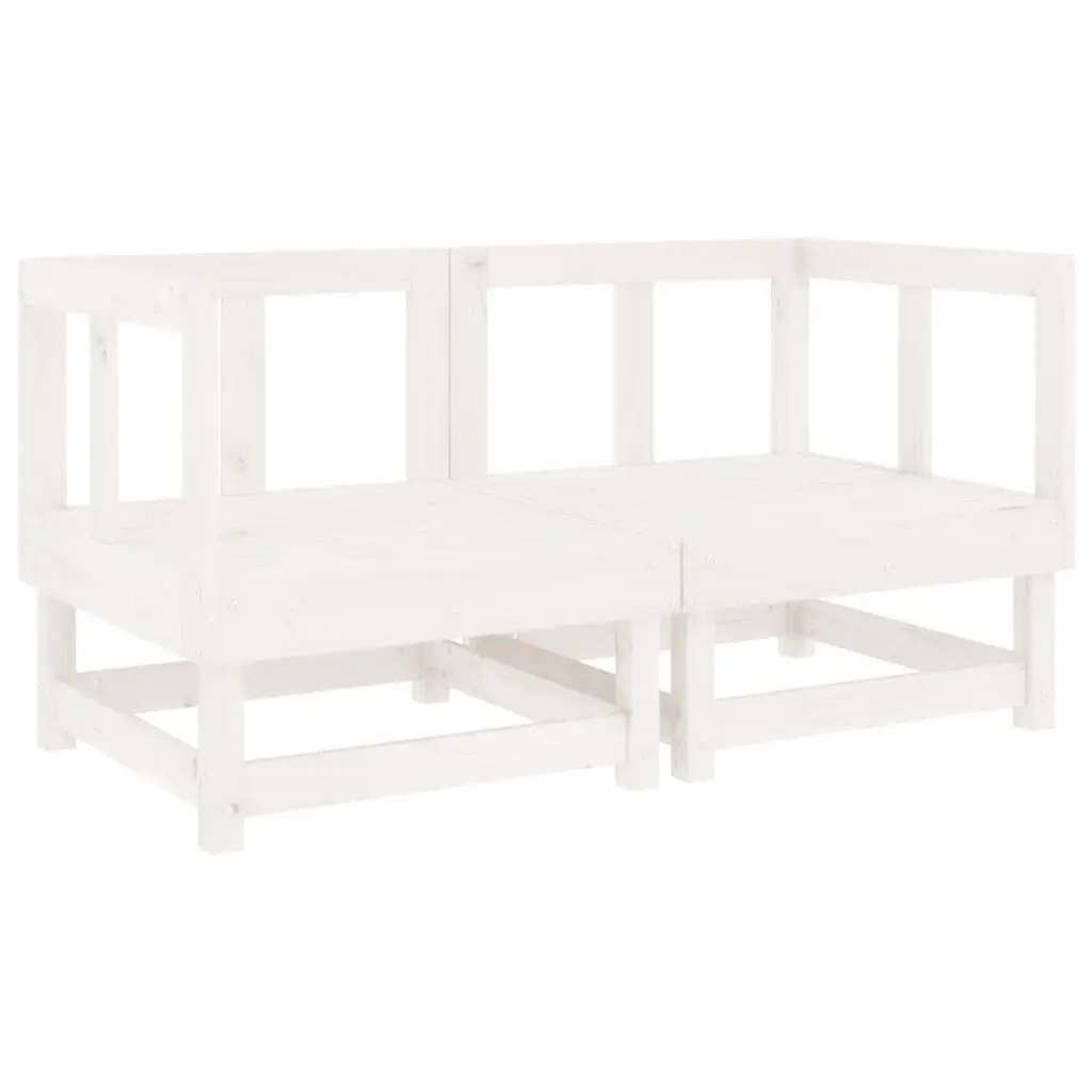 White Solid Wood Pine Patio Corner Sofas 2 Piece Set Outdoor Furniture