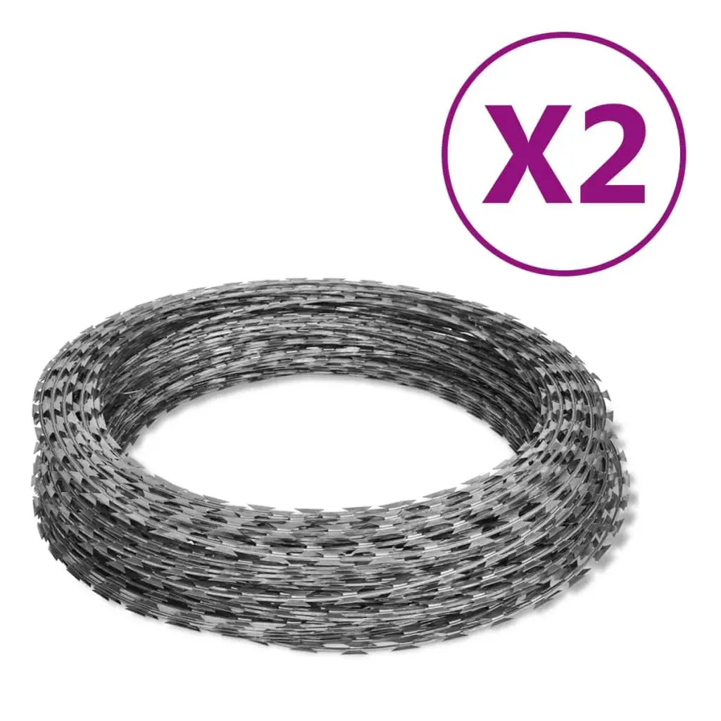 Razor Wires Helical Wire Rolls 2 pcs Galvanized Steel 328.1 Feet High Security