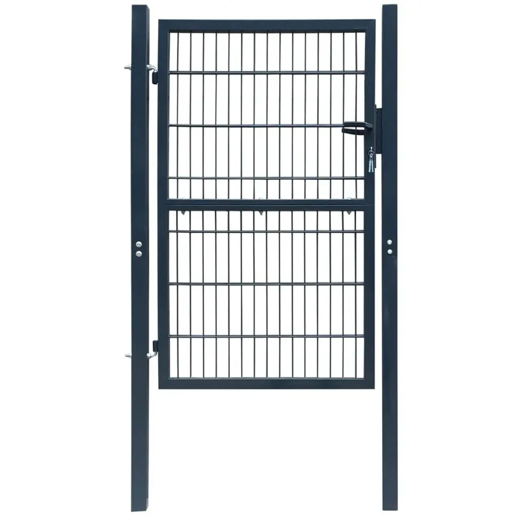 Single 2D Fence Gate Anthracite Gray 41.7x74.8 Inches Modern Outdoor Security Gate