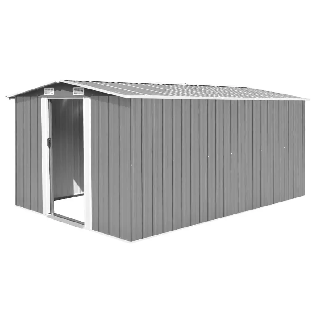 Garden Shed 101.2x154.3x71.3 Inches Metal Gray Outdoor Storage