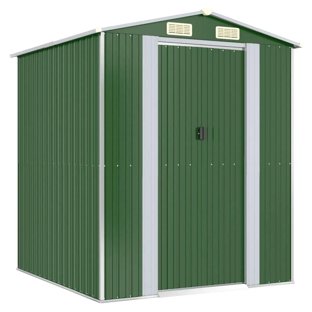 Garden Shed Green 75.6x75.2x87.8 Inch Galvanized Steel Outdoor Storage