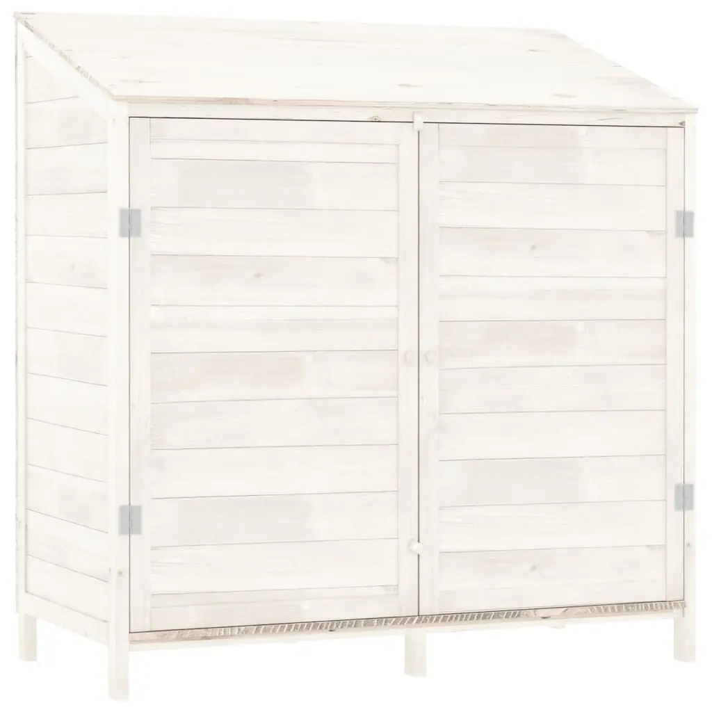 Garden Shed White 40.2x20.5x44.1 Inches Solid Wood Fir Outdoor Storage