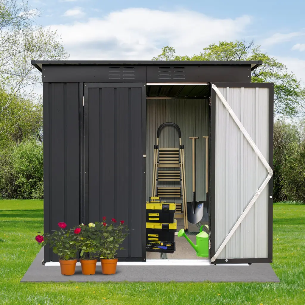 Metallic Garden Shed 4x6 Feet Outdoor Black Weather-Resistant Storage storage sheds