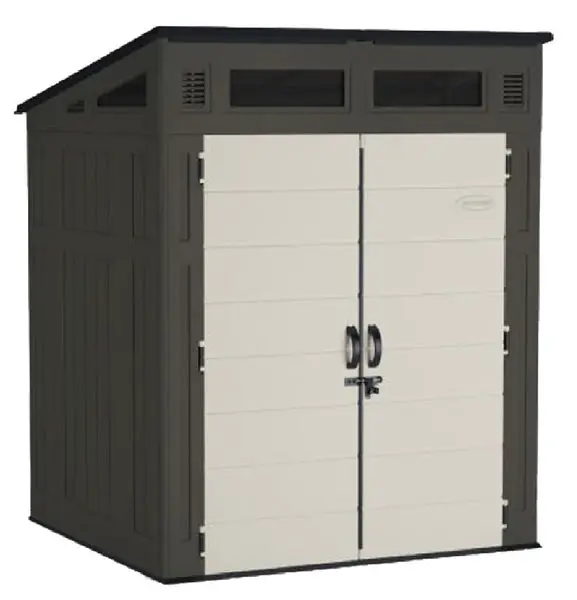 Suncast BMS6580 Modern Lockable Resin Door Shed 57 Inch W x 72 Inch H