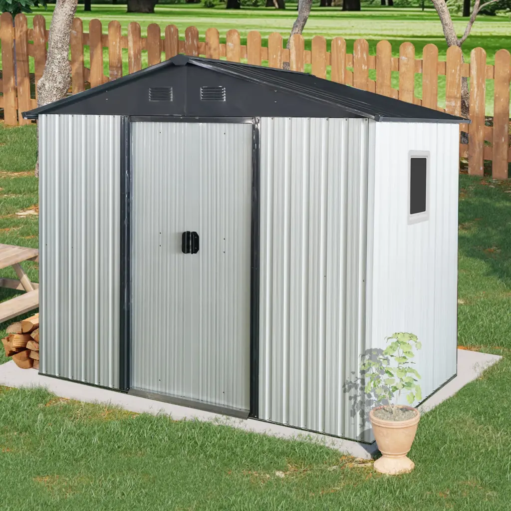 8Ft X 4Ft Outdoor Metallic Storage Shed Window and Foundation w-540 wwc