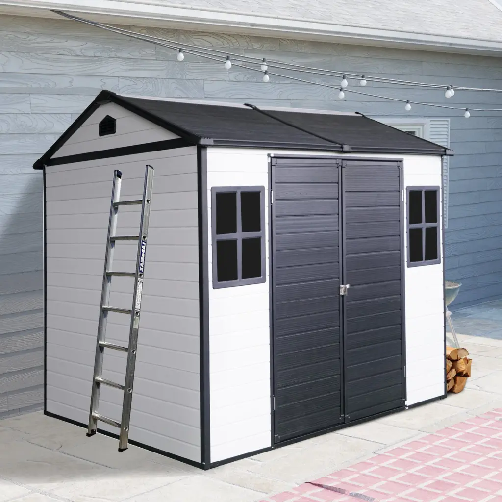 8 X 6 Ft Resin Outdoor Storage Shed Waterproof Floor & Two Windows w-540 wwc
