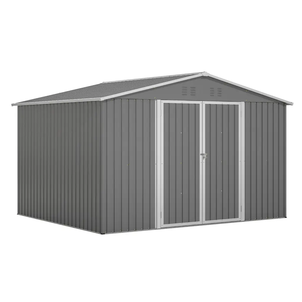 10x8 Ft Outdoor Tool Storage Shed Metal Foundation Lockable Door w2505