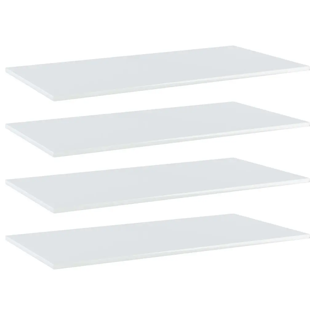 4 Piece Bookshelf Boards High Gloss White 39.4x19.7x0.6 Inches Engineered Wood Shelves