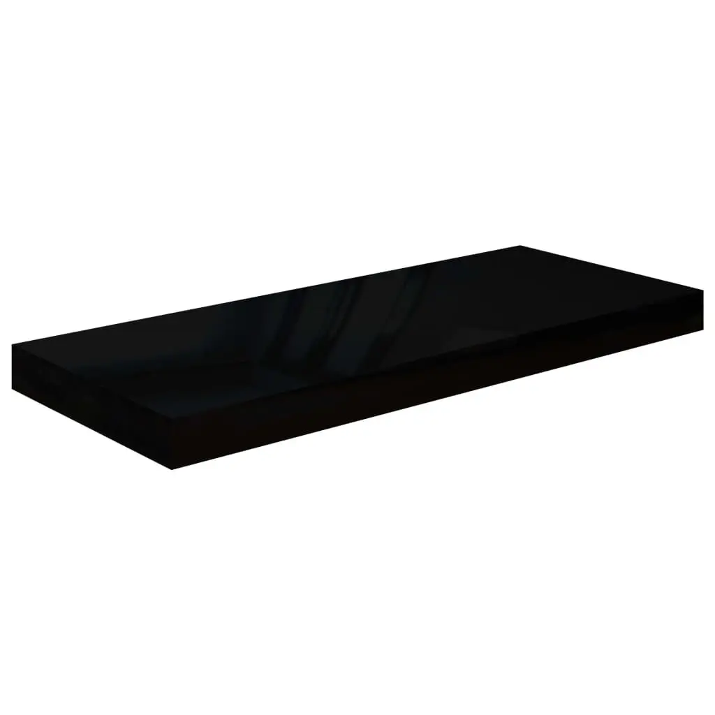 23.6x9.3x1.5 Inch High Gloss Black MDF Floating Wall Shelf