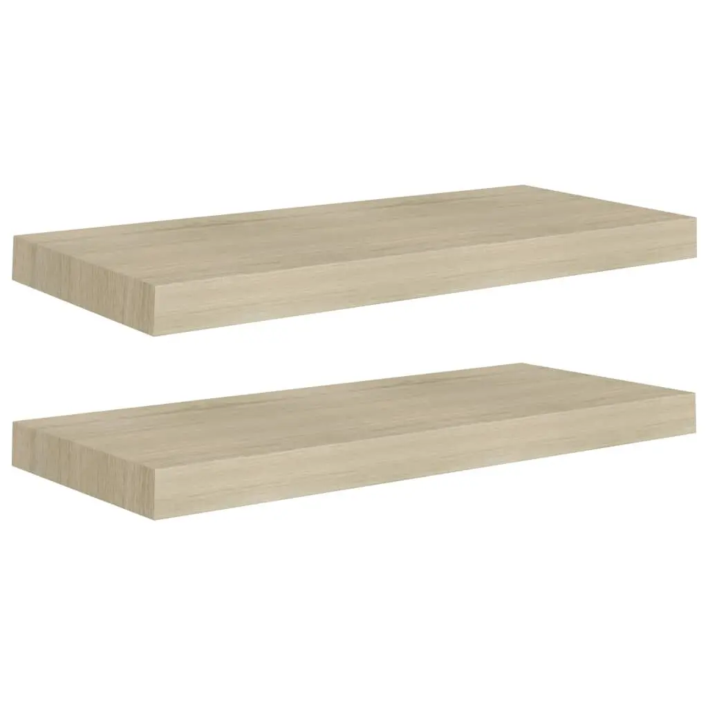 2 Piece Oak Floating Wall Shelves 23.6x9.3x1.5 Inch MDF Home Decor