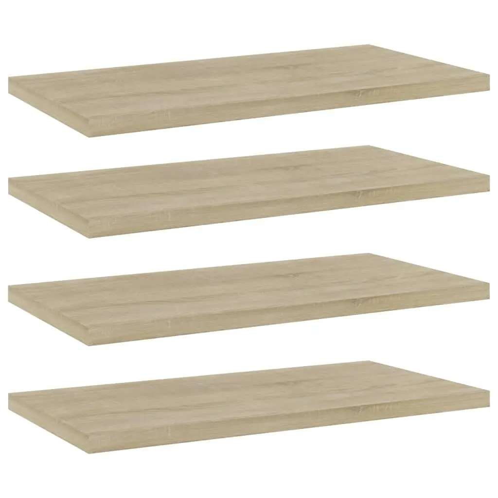 4 Piece Bookshelf Boards Sonoma Oak 15.7x7.9x0.6 Inches Engineered Wood DIY Shelf Kit