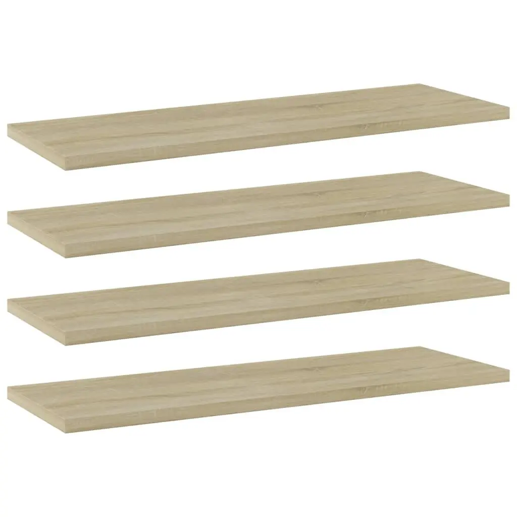 4 Piece Bookshelf Boards Sonoma Oak 23.6x7.9x0.6 Inches Engineered Wood DIY Shelf Kit