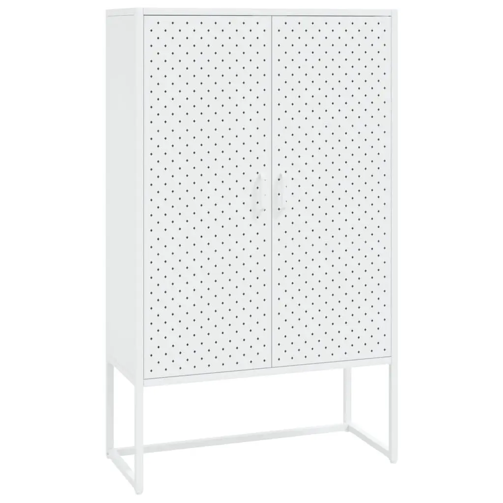 Highboard White 31.5x13.8x53.1 Inches Steel Frame