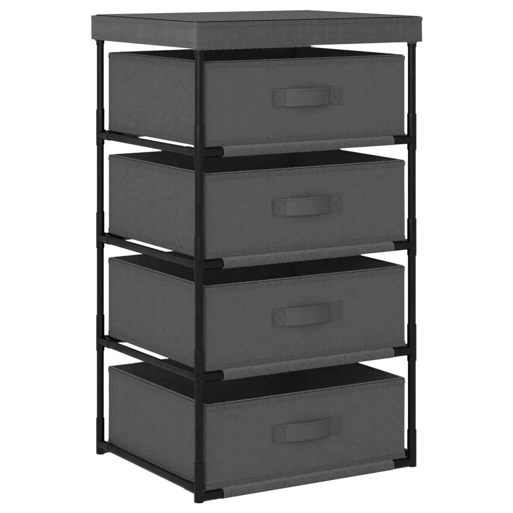 Storage Rack 4 Fabric Bins Steel Gray Organizer Shelf