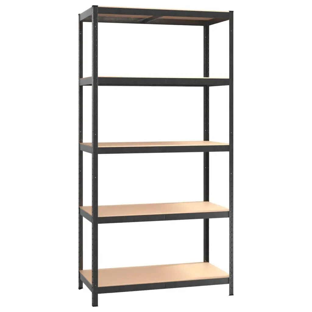 5-Layer Heavy-duty Gray Steel and Engineered Wood Shelf