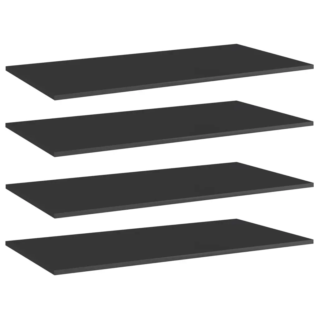 Bookshelf Boards 4 pcs High Gloss Black 39.4x19.7x0.6 Inches Engineered Wood