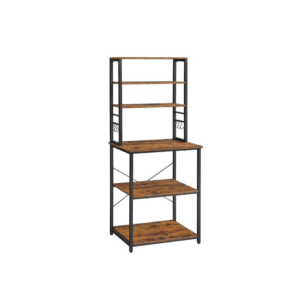 Rustic Brown and Black Kitchen Storage Rack Spice Organizer Shelf VASAGLE