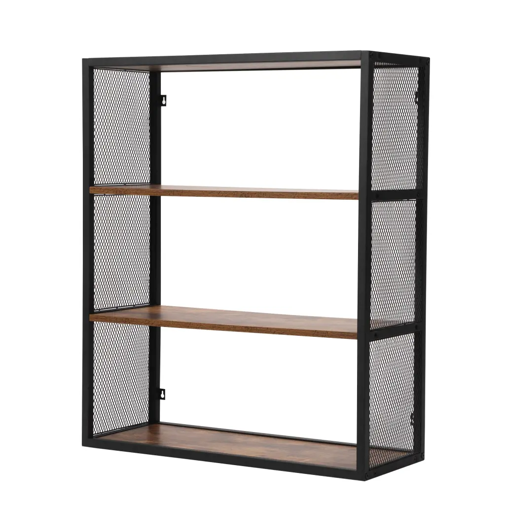 Three Layer Storage Shelf Retro Brown MDF Organizer w2181