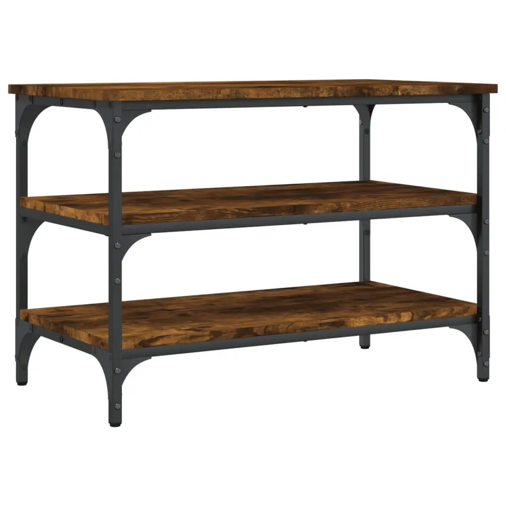 Shoe Bench Smoked Oak 27.6x15.2x19.3 Inches Engineered Wood Entryway Storage