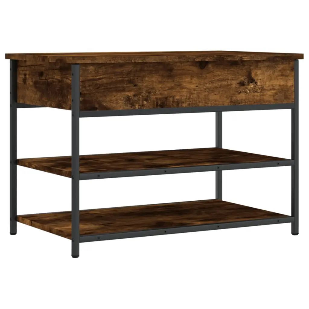 Shoe Bench Smoked Oak 27.6x16.7x19.7 Inches Engineered Wood Entryway Furniture