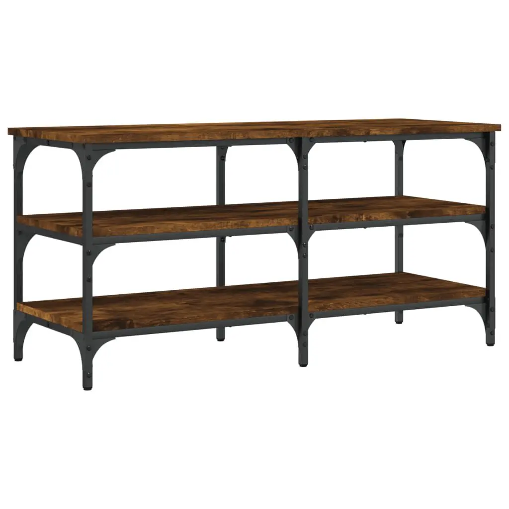 Shoe Bench Smoked Oak 39.4x15.2x19.3 Inches Engineered Wood Hallway Storage