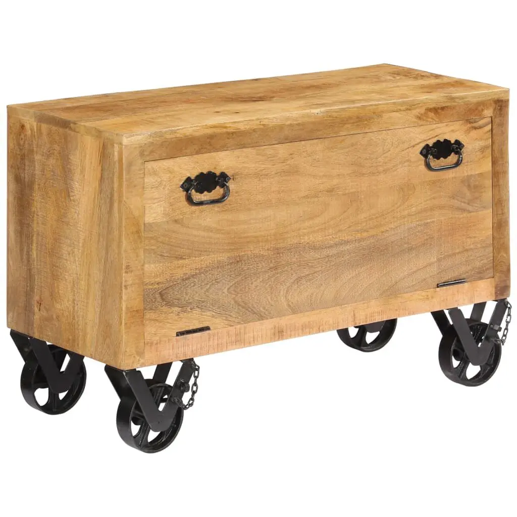 33.9 Inch Solid Mango Wood Shoe Cabinet Storage Organizer 13.8x21.7 Inches