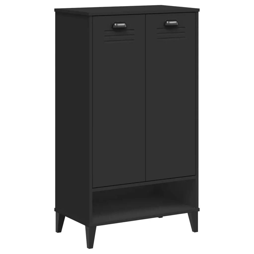 Shoe Cabinet VIKEN Black Engineered Wood Entryway Storage Doors