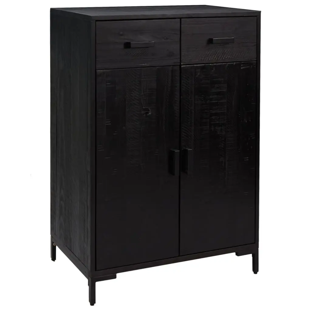 Shoe Rack Black 29.5x15.7x43.3 Inches Solid Wood Pine Entryway Storage Organizer