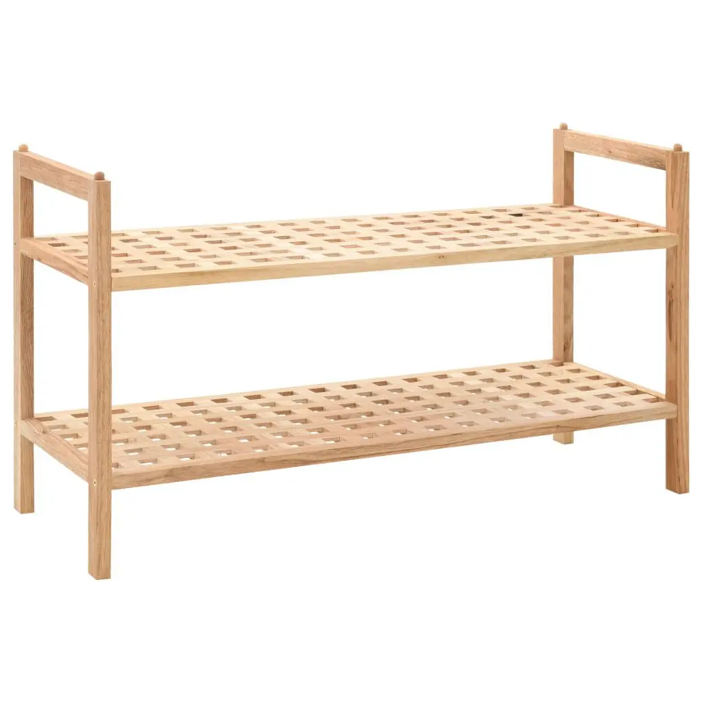 Shoe Rack Solid Walnut Wood 27.2x10.2x15.7 Modern Entryway Organizer